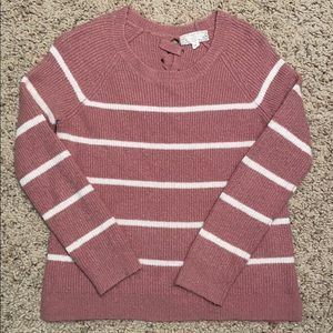 Pink Rose Women's Pink + White Striped Sweater
